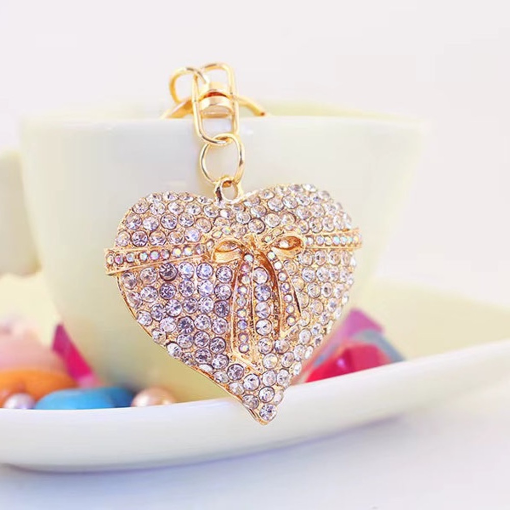 Crystal Heart Keychain Bag Charm